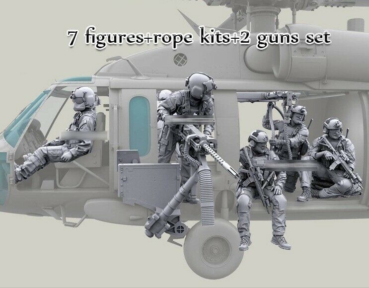 1/35 Resin Hh-60g Pave Hawk Helicopter Crew Set (no Plane) 7 Figures +rope+guns