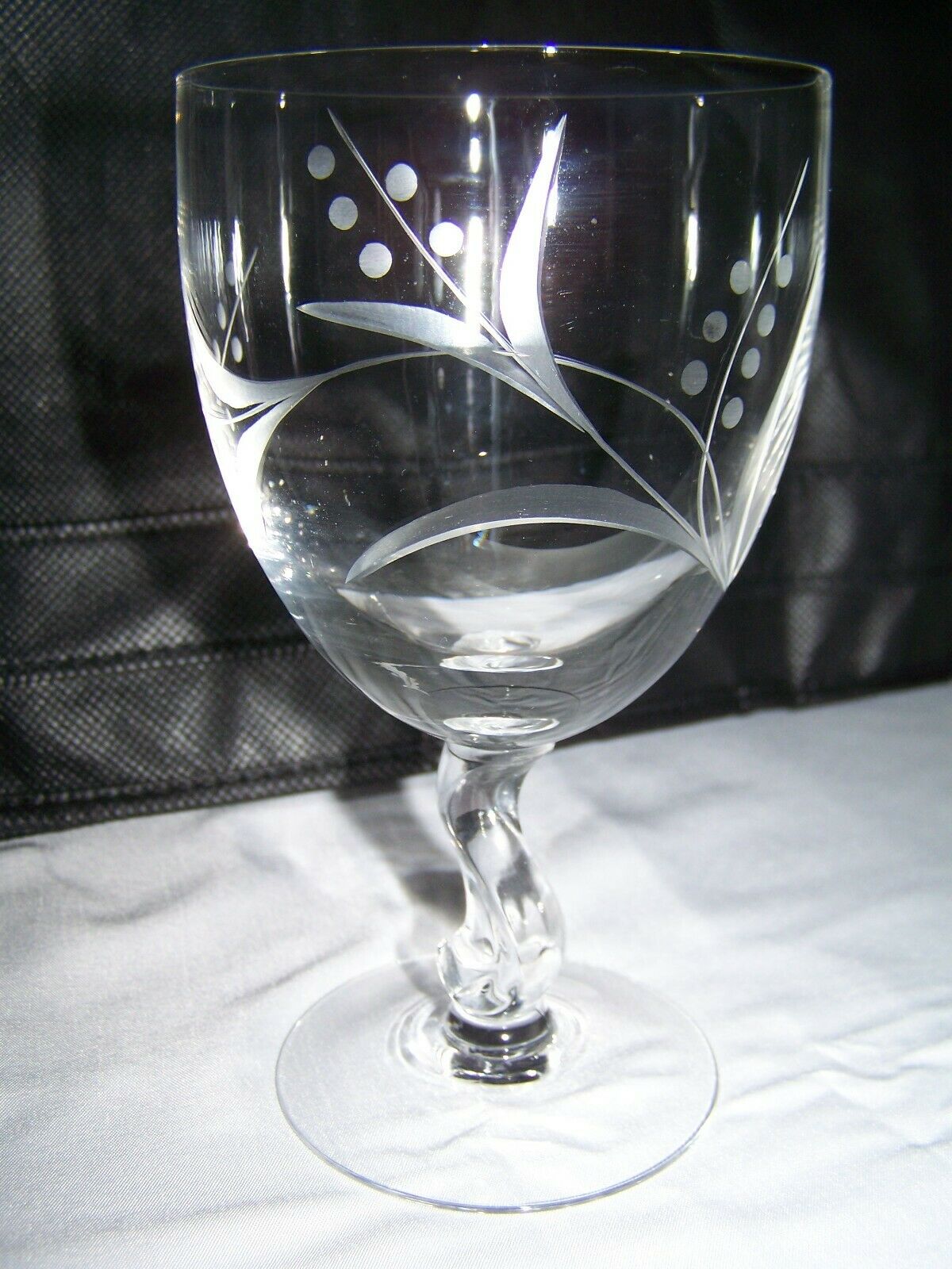 Vtg Fostoria Contour "spring" Etched Crystal Clear Drink Wine Water Glass ~ Mint
