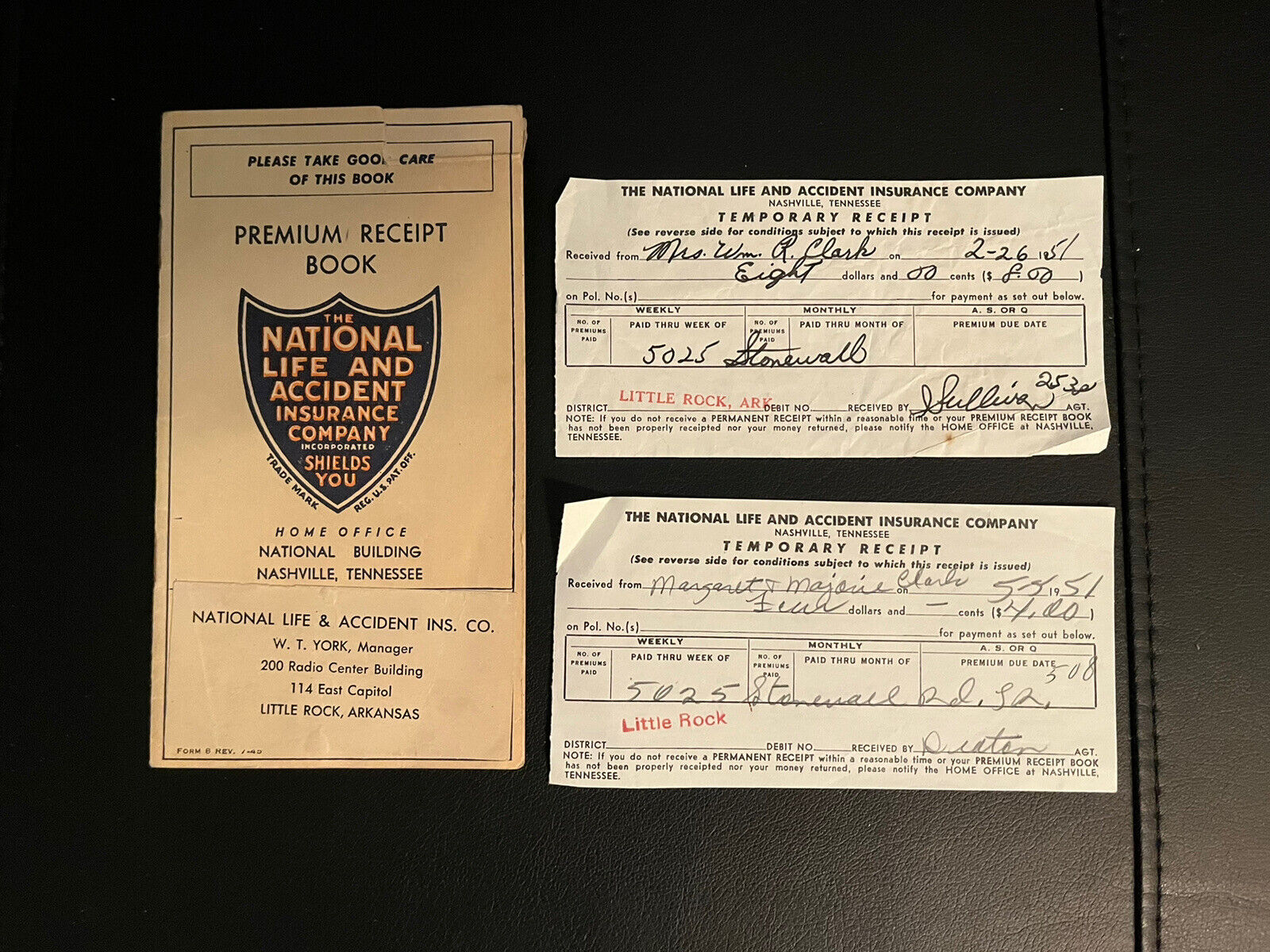 National Life And Accident Insurance Company Premium Receipt Book 1947-1953 Book