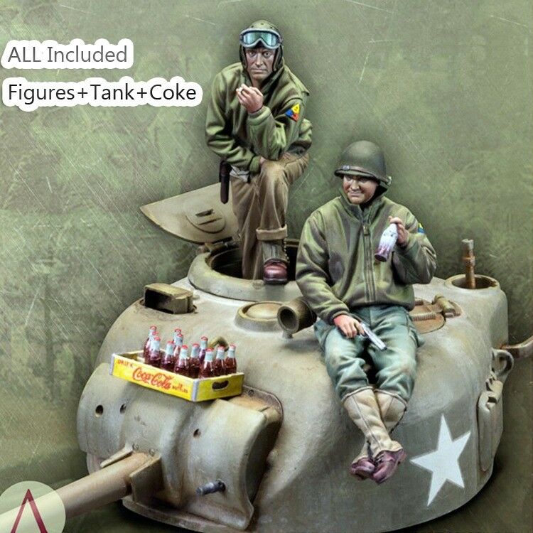 █ 1/35 Resin Wwii Us Tank Crew W/coke & Tank Part Unpainted Unassembled Bl256
