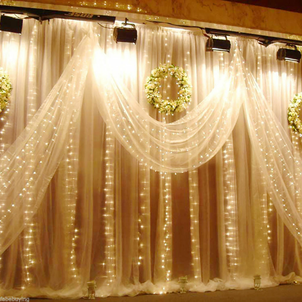 20x10ft 3x3m Led Curtain Fairy String Lights Wedding Party Decor 300/600 Lights