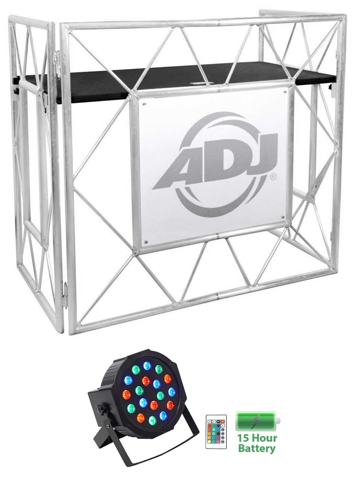 American Dj Pro Event Table Ii Metal Dj Booth Truss Facade+battery Par Light