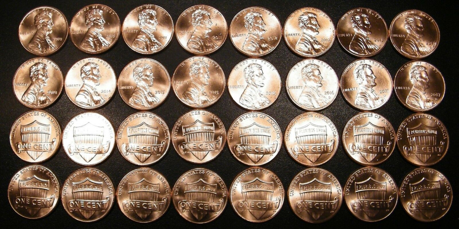 2010-2021 P&d Lincoln Shield Cent 24 Penny Set Bu Us Coin From Bank Rolls