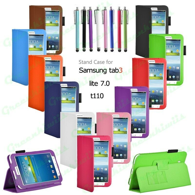 Premium Folio Stand Leather Case Cover For Galaxy Tab 3 Lite 7.0 Inch T110/t111