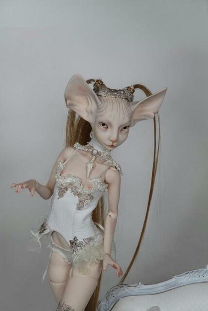 Limited Time Discount 1/4 Doll Sphynx Cat Free Eyes + Faceup Free Shipping