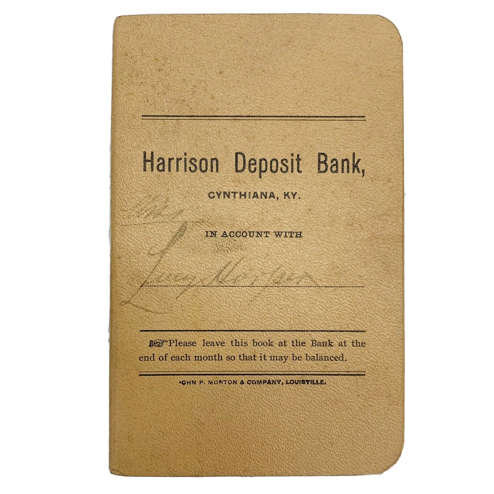 Vintage 1900's Cynthiana Ky Kentucky Harrison Deposit Bank Account Book Harper